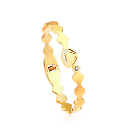 Stainless Steel Bangles On Hand Mental Bracelets For Women Shell Printed Rhinestone Bangles Customize Bangles Gifts