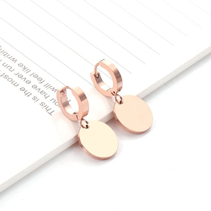 ASON Stylish Round Pendant Stainless Steel Earrings for Women Girls Hanging Dangle Earring Simple Jewelry Party Gift