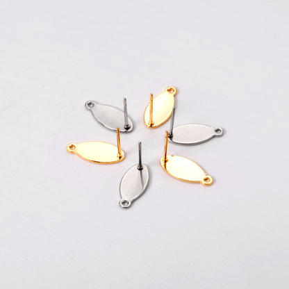 ASON 100 Pcs/Lots Oval Earring Accessories Stainless Steel Anti-allergy Base Setting Connector For DIY Jewelry Making Supplies