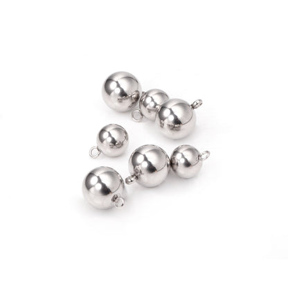 ASON 100pcs 8mm 10mm Stainless Steel Ball with Ring Jewelry Finding Pendant Charm Steel Beads for DIY Jewelry Making