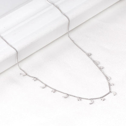 New Arrival Steel Color Moon And Star Pendant Necklace Female Jewelry Chains Necklaces Party Jewlley bijoux femme