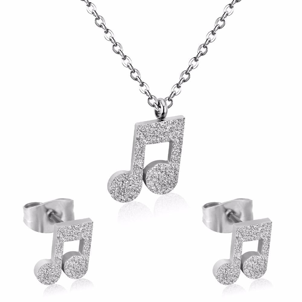 Popular Jewelry Sets Musician Symbol Stainless Steel Gold Dubai Indian Jewelry Sets For Girls Women Jewellery Set
