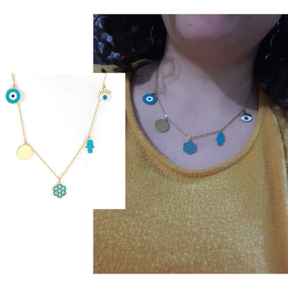 Blue Turkish Eyes Jewelry Evil Eyes Necklaces For Woman Stainless Steel Choker Fashion Aesthetic Eyes Strange Thing