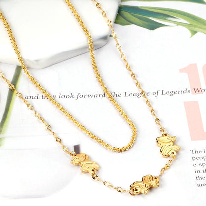 ASON Trendy Multi-layer Butterfly Pendant Necklace 316L Stainless Steel Chains for Women Fashion Jewelry Accessories