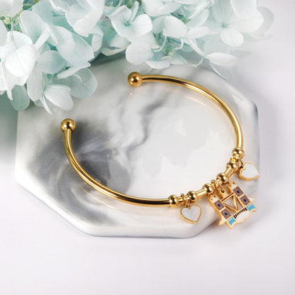 Love Country Bangles With Cute Pattern Charms Statement Customize Bangles For Girls Women Designer Jewelry Bracelet