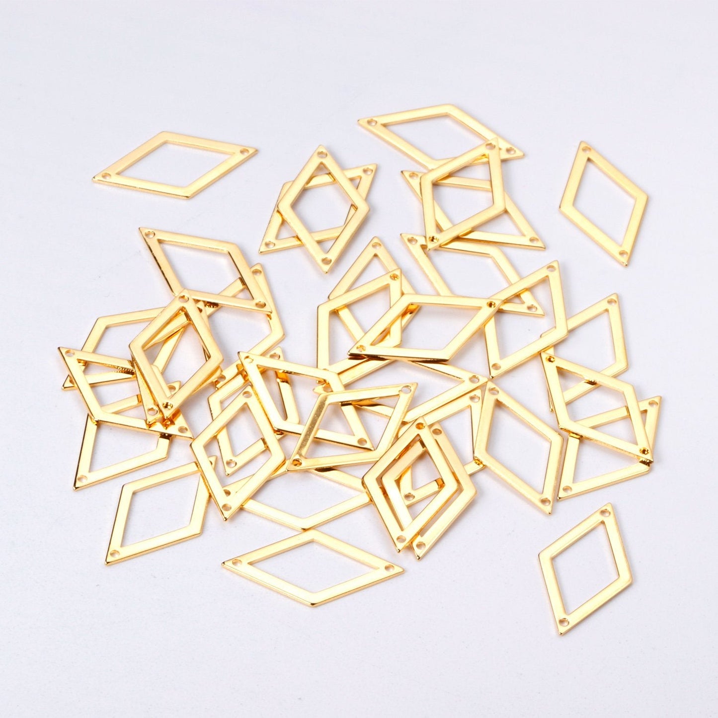 ASON 100 Pcs/Lot Rhombus Hollow Out Charms Extend Connector Charm With Holes Pendant Stainless Steel For Jewelry Making Supplies