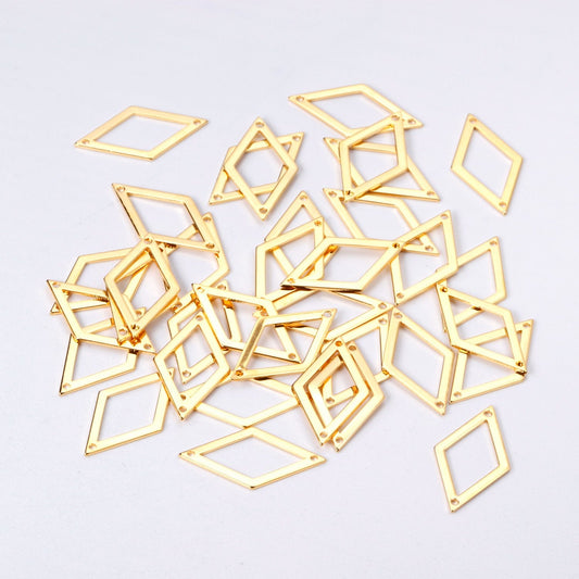 ASON 100 Pcs/Lot Rhombus Hollow Out Charms Extend Connector Charm With Holes Pendant Stainless Steel For Jewelry Making Supplies