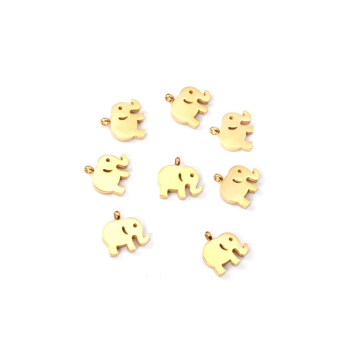 ASON 10pcs/Lot 12.5x9.5mm Gold Pendant Charms Stainless Steel Elephant For Necklace Bracelets DIY Jewelry Accessories Supplies