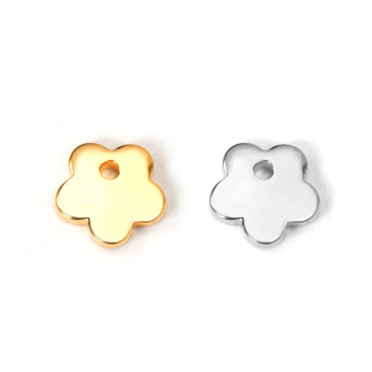 ASON100Pcs/Lot Gold Silver Color Flower Stainless Steel Pendant Charm For Necklace Bracelet Trendy DIY Jewelry Making Supplies