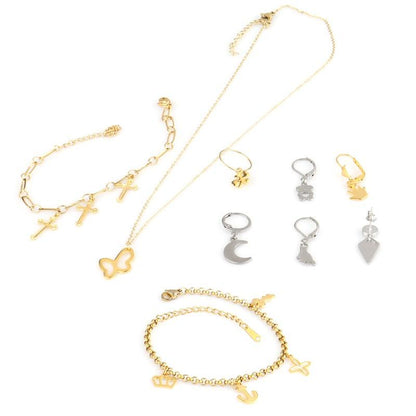 ASON 100Pcs/Lots Perforated Star Charm Moon Butterfly Heart  Flower Leaf Cross Pendant For DIY Necklace Bracelet Jewelry Making