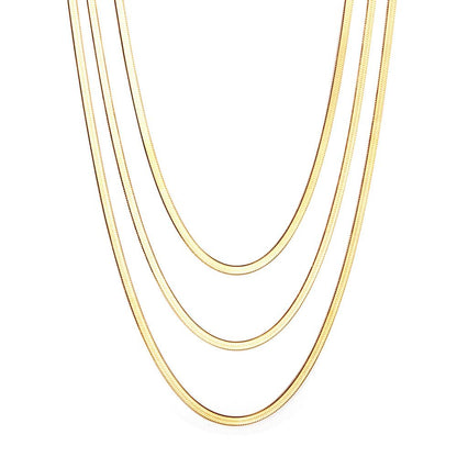 Wholesale Triple Chain Flat Snake Chains Collier For Women Collar 18K Gold Plated Luxury Necklaces Chain Bohemia Trendy 2025