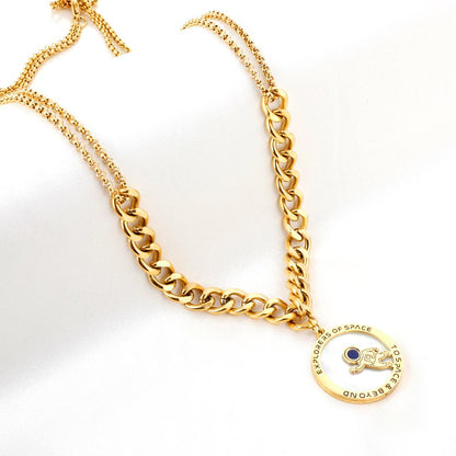 Thick Cubic Chain Mix Chains Brand Design Astronaut Pendant Necklace For Woman Boy Jewelry For Uniqu Birthday Gifts