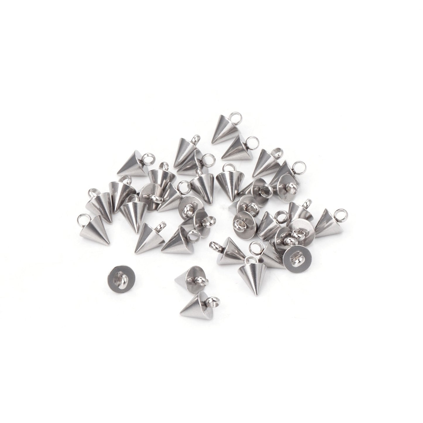 ASON 50pcs/lot Circular Cone Charms Small Cone Pendant Stainless Steel Geometric Accessories For DIY Jewelry Making Handmade