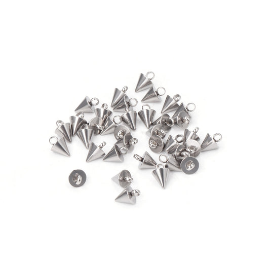 ASON 50pcs/lot Circular Cone Charms Small Cone Pendant Stainless Steel Geometric Accessories For DIY Jewelry Making Handmade