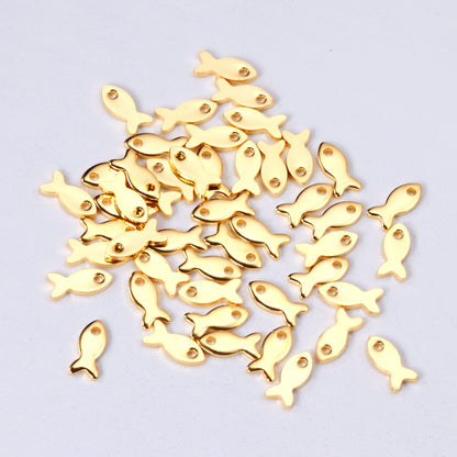 ASON 100pcs/lot Ladies Pendant Fish Shape Pendant Wholesale Stainless Steel For Necklace Bracelet Jewelry Making Supplies