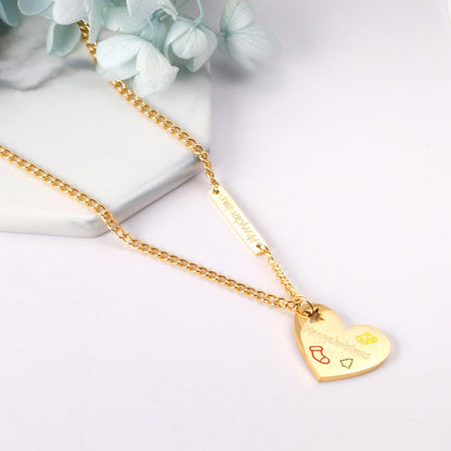 ASON Trendy Gold Color Heart Pendant Necklace 316L Stainless Steel Choker for Women Christmas Gift Jewelry Accessory