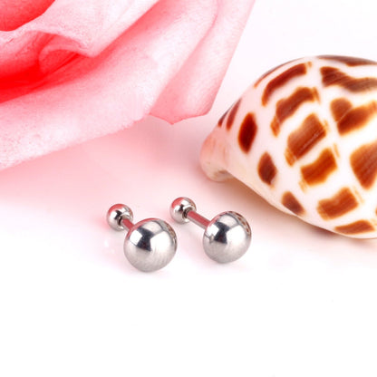 ASON Size 4mm/6mm/8mm Oval Ball Screw Piercing Stud Earrings Silver Color for Women Stainless Steel Wholesale Boho Jewelry