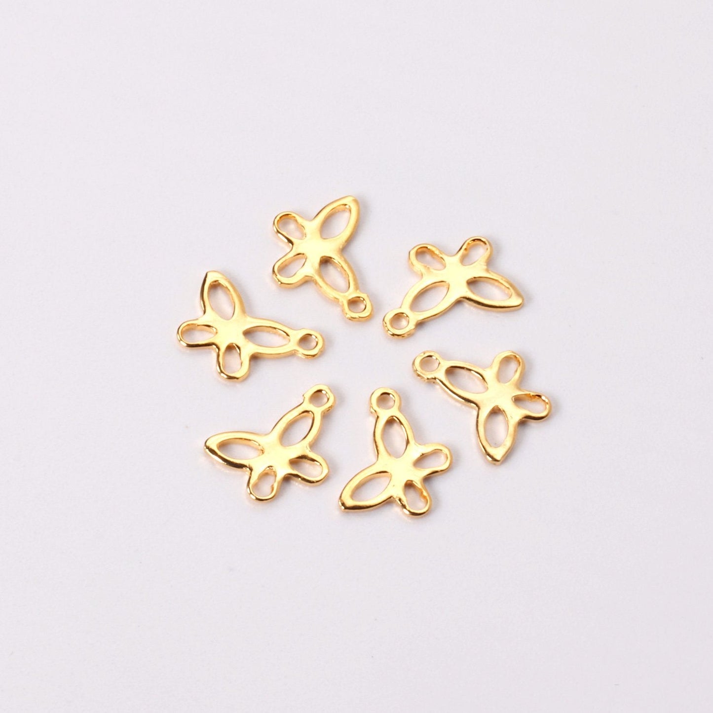 ASON 100Pcs/Lots Butterfly Hollow Charm With Holes 316L Stainless Steel Gold For Necklace Bracelet DIY Jewelry Making Supplies