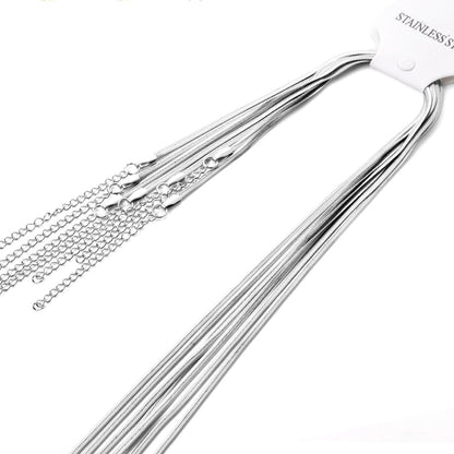 ASON Long Necklace 2022 Collier Female Stainless Steel 2mm Gold Silver Color Trendy Style Snake Extender Chains Necklace Gift