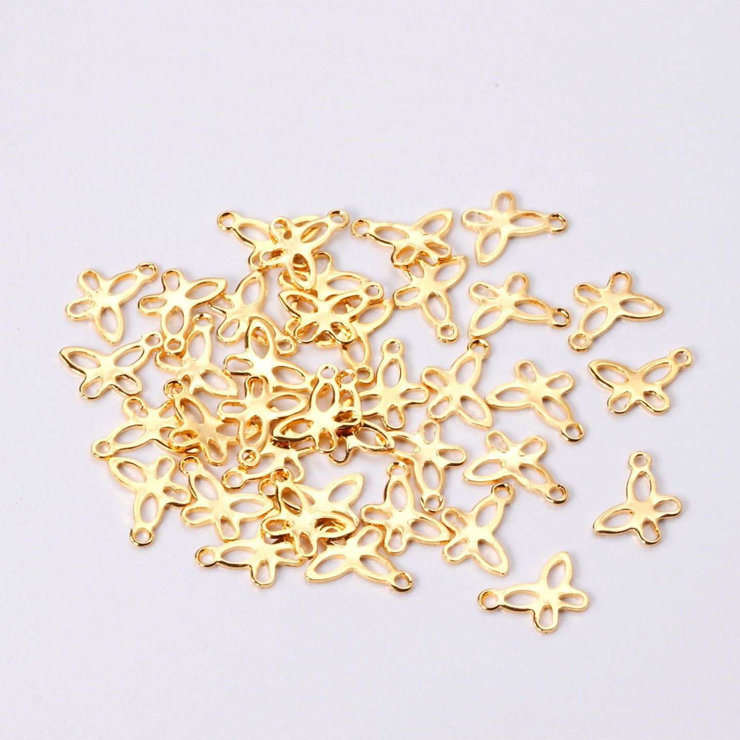 ASON 100Pcs/Lots Butterfly Hollow Charm With Holes 316L Stainless Steel Gold For Necklace Bracelet DIY Jewelry Making Supplies