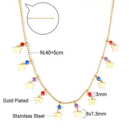 Aesthetic Bohemia Chains Collier For Women Summer Fresh Red Blue Bead Chains Colorful Necklace For Party Jewelry