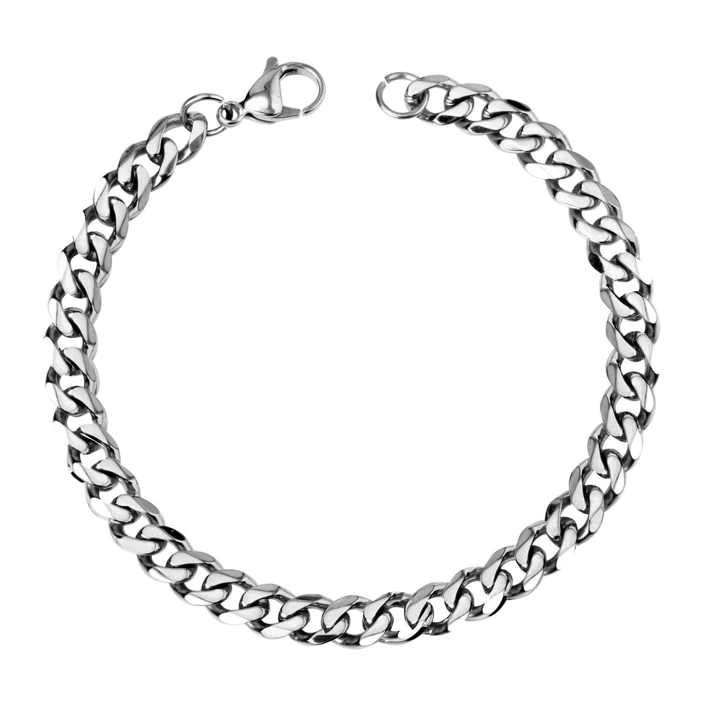 ASON Fashion Gold Color 7mm Stainless Steel Link Cuban Chain Bracelets Bangle for Men Women Party Gift Wholesale Jewelry