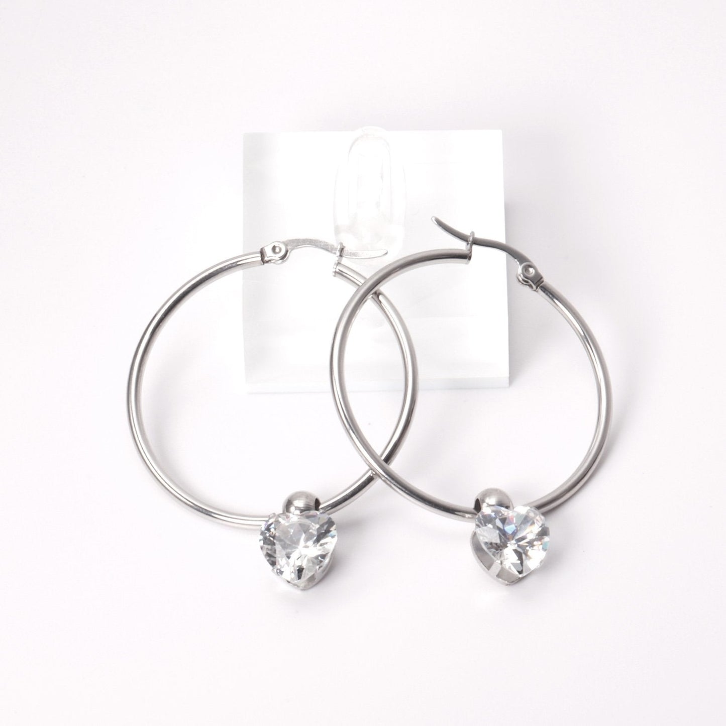 ASON Round Ear Hoop Earring With Cubic Zirconia Classic Style 2022 Stainless Steel Circle Earring Fashion Jewelry Party