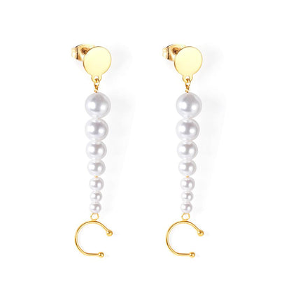 Imitation Pendant Earrings For Women Vintage Luxury Jewelry For Christmas Party Elegant Geometric Long Drop Earring