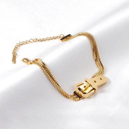 ASON Gold Color Fashion Bracelet 316L Stainless Steel Bangle 16+3cm Extender for Women Men Jewelry Accessories