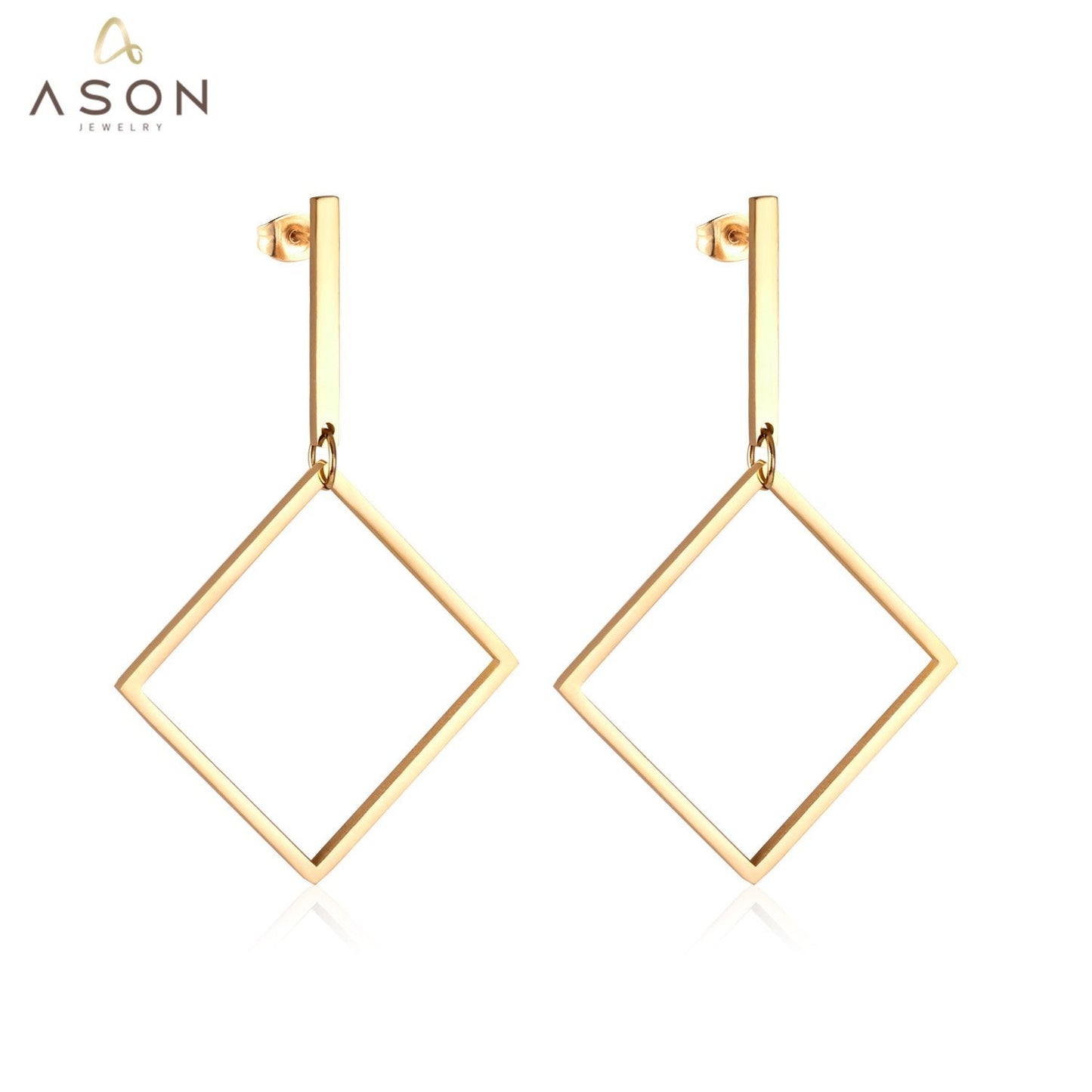 ASON Earrings for Women Gold Color Geometry Dangle Drop Earrings Stainless Steel Accessories Bijoux Party Dropshipping Gift
