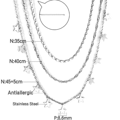 Triple Chain Collier For Women Collar Statement Necklaces Chain Bohemia Luxury Jewelry For Party Little Star Charms