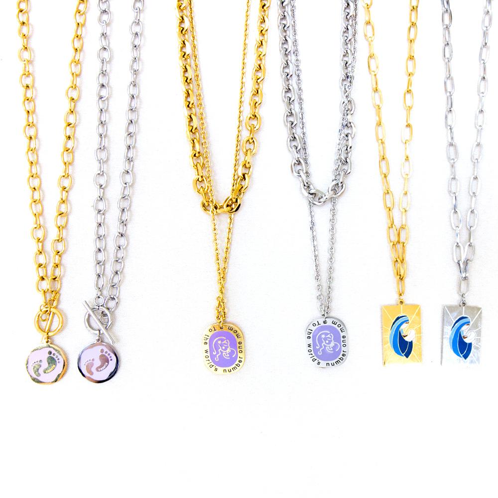 Purple Collier Blue Pattern Jewelry Link Chain Necklace For Woman Designer Charms 2022 New Aesthetic Girls Colliers