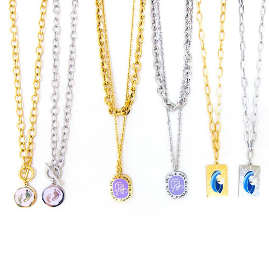 Purple Collier Blue Pattern Jewelry Link Chain Necklace For Woman Designer Charms 2022 New Aesthetic Girls Colliers
