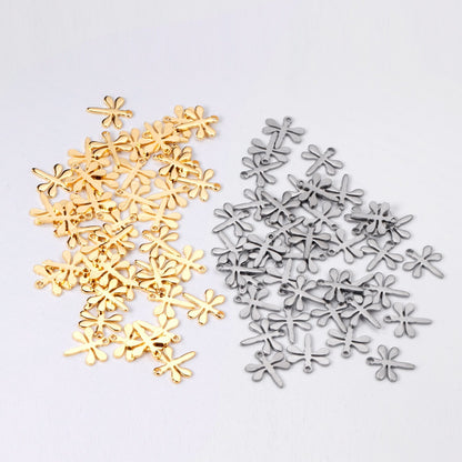 ASON 100pcs/lot Wholesale Dragonfly Pendant 316L Stainless Steel Animal Charm For Necklace Bracelet Jewelry Making Supplies