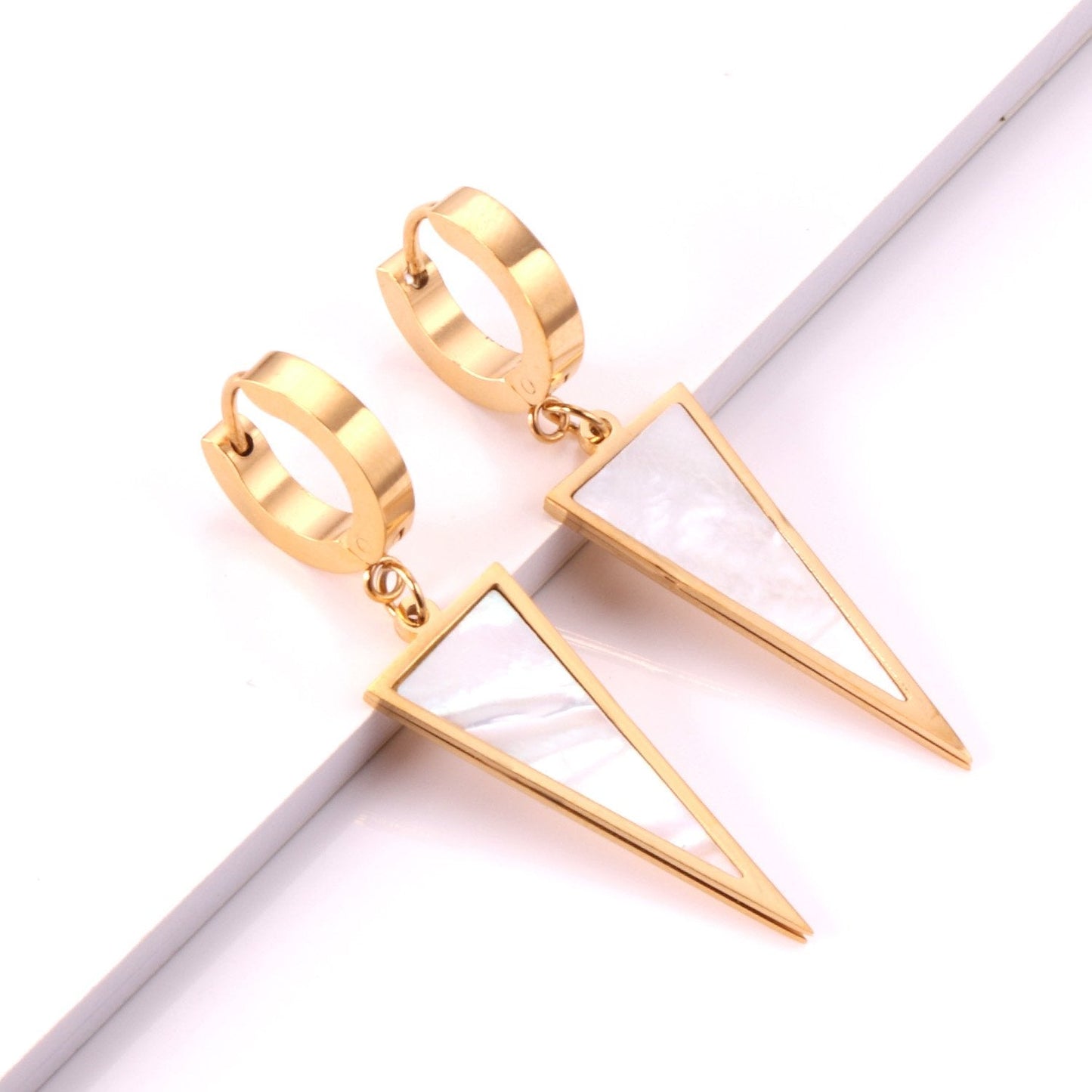 Hoop Earing Korean Style Traingle Shell Stainless Steel Drop Earrings Fashion Jewelry2020 Set For Women Brinco