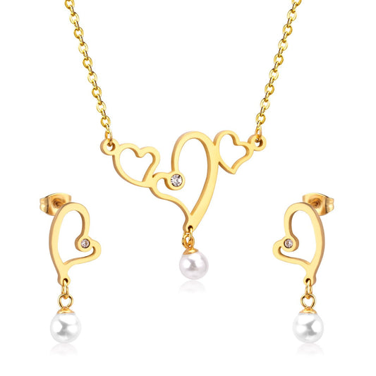 Hot Imitation Pearl Wedding necklace earring set Bridal jewelry set for women Elegant Party Gift Fashion Costume