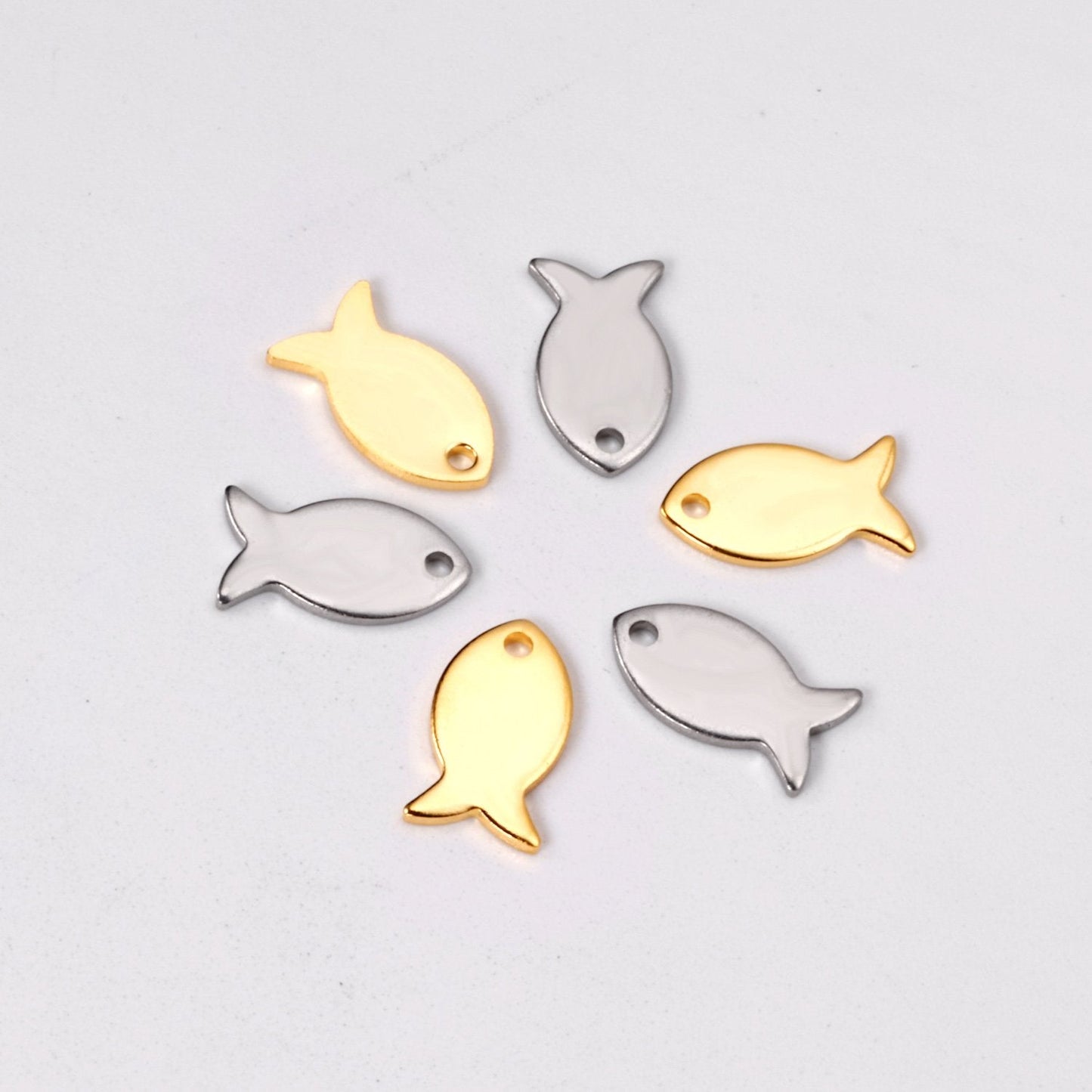 ASON 100pcs/lot Ladies Pendant Fish Shape Pendant Wholesale Stainless Steel For Necklace Bracelet Jewelry Making Supplies