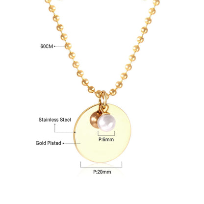 Gothic Fake Pearl Stainless Steel Round Pendant Necklaces For Men Women Jewelry Chain Necklace Collar Collier Set
