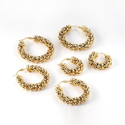 ASON Unusual Big Hoop Earrings 316L Stainless Steel Vintage Circle Earring for Women 30/40/45mm Fashion Jewelry