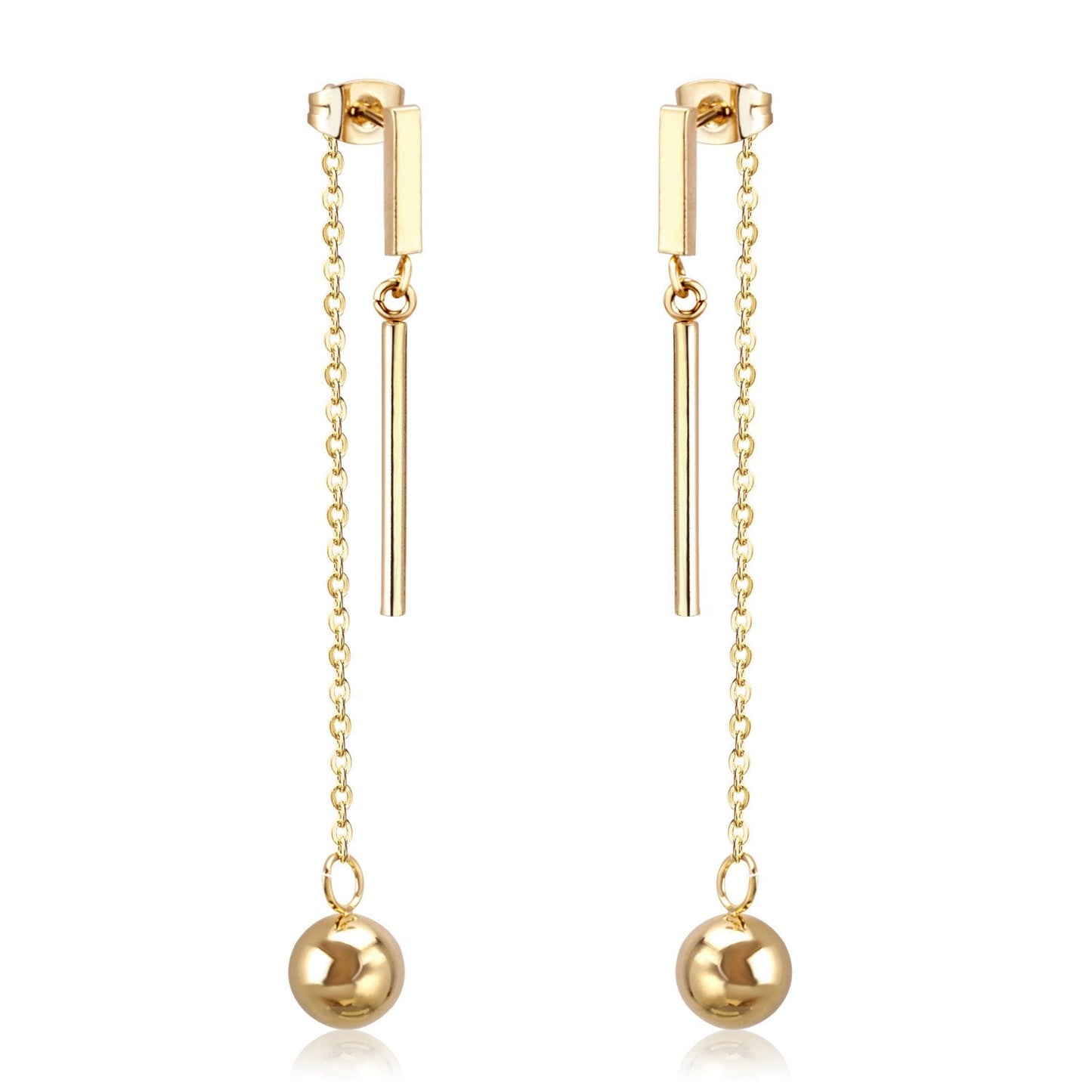 ASON Long Line Link Chain Imitation Pearl Dangle Earrings for Women Gold Color Cross Earrings Female Bijoux Pendientes