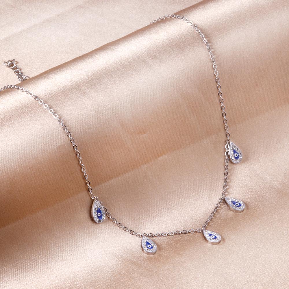Luxury Stone Evil Eyes Blue Charms Necklaces For Party Wedding Jewelry Elegant Ladies Colar bijoux femme Gifts Emo