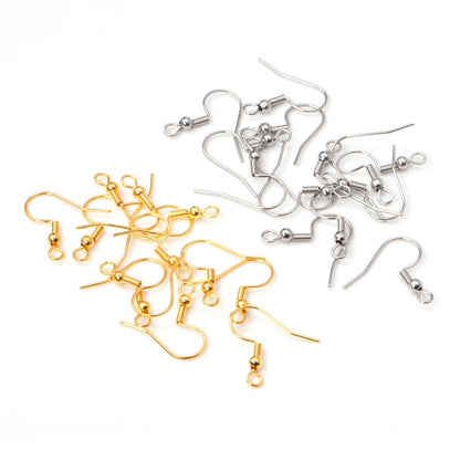 ASON 100 Gold/Silver Color Stainless Steel Earring Hooks,With Steel Ball Jewelry, Can Be Used For DIY Jewelry Making Accessories
