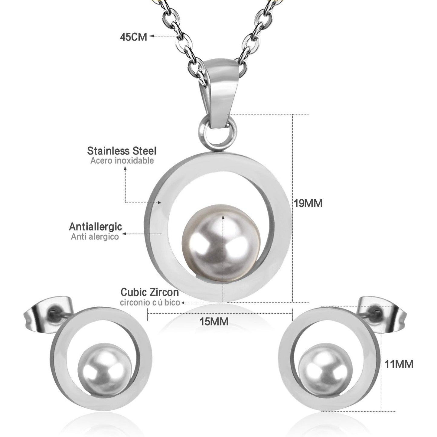 Fashion Bridal Wedding Dubai Jewelry Set Circle Fake-Pearl Necklace Earring Jewellery Sets For Women Girls