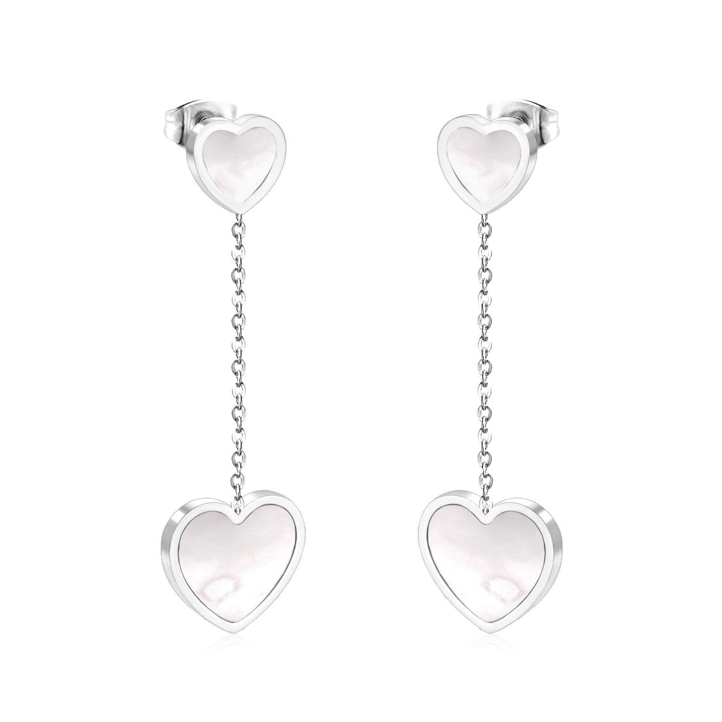 ASON Korean Style Statement Drop Earrings Shell Heart Dangle Earring Stainless Steel Jewelry for Women Femme Party Gift