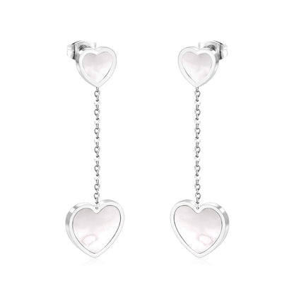 ASON Korean Style Statement Drop Earrings Shell Heart Dangle Earring Stainless Steel Jewelry for Women Femme Party Gift