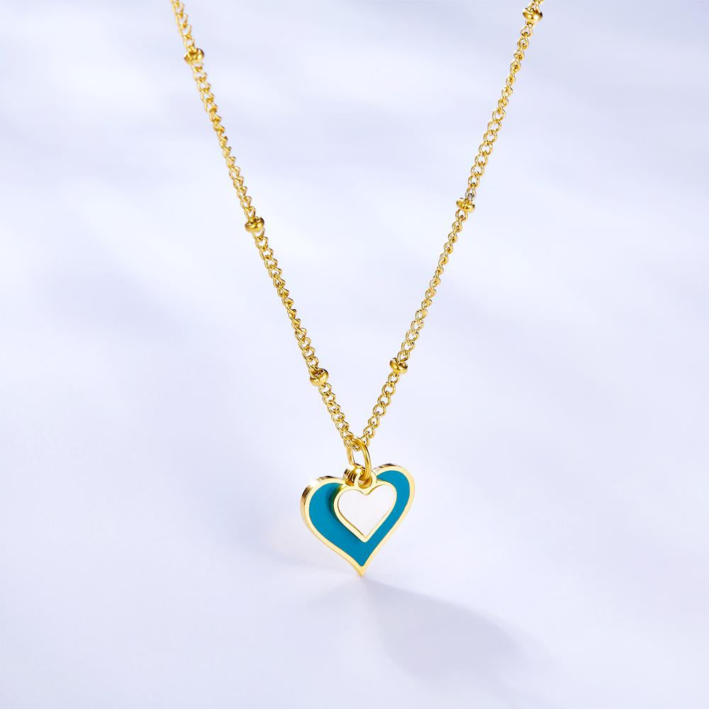 Korean Fashion Heart Shape Pendant Chain Necklaces For Women Elegant Party Jewelry Girls Gold Color Choker collares