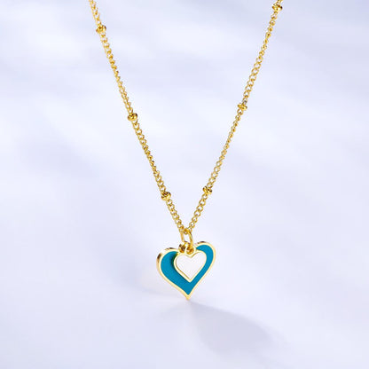 Korean Fashion Heart Shape Pendant Chain Necklaces For Women Elegant Party Jewelry Girls Gold Color Choker collares