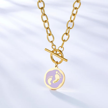 Purple Collier Blue Pattern Jewelry Link Chain Necklace For Woman Designer Charms 2022 New Aesthetic Girls Colliers