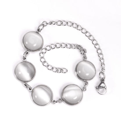 ASON Trendy Opals 20cm Chain Bracelet Bangle Gold Color Stainless Steel for Women Accessories Jewelry Mujer Daily Wear