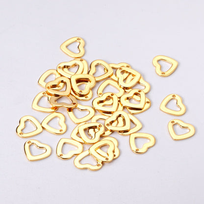 ASON 100 Pcs/Lots Heart Charm Hollow Out With Holes 316L Stainless Steel Pendant For Necklace Bracelet Jewelry Making Supplies